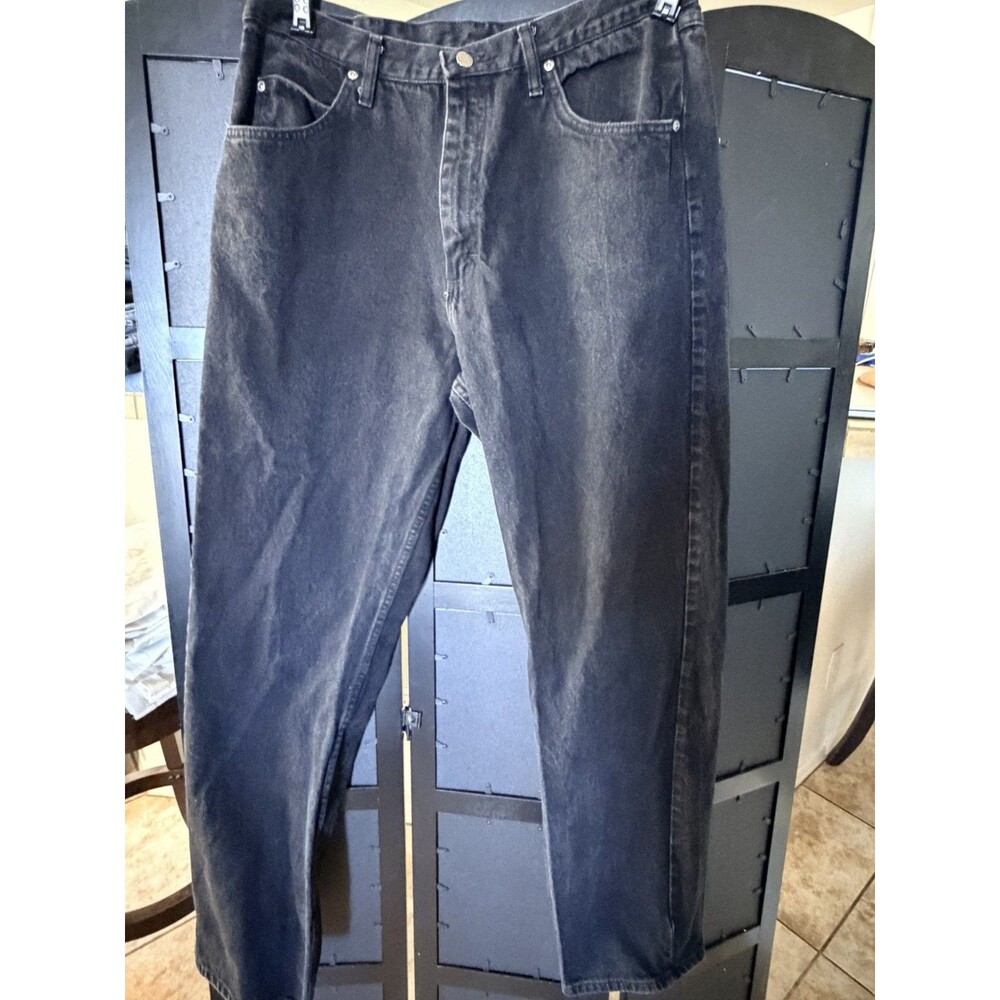 Wrangler Jeans Mens 36x34 Relaxed Fit Straight Leg Black Denim